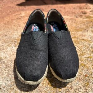 BOBS from Skechers Black Canvas Espadrilles Wedge Slip-On Shoes Size 6.5 NWOT